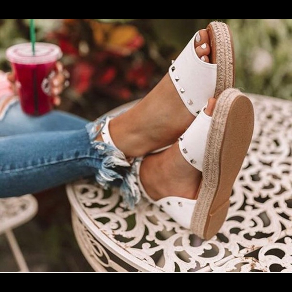 White studded espadrilles